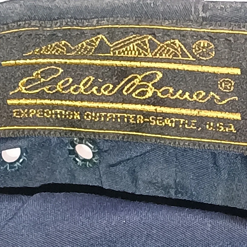 RARE Vtg Eddie Bauer XL Navy Seaman's‎ Cap w/ Snaps ACTWU Union Made in USA - Picture 2 of 8